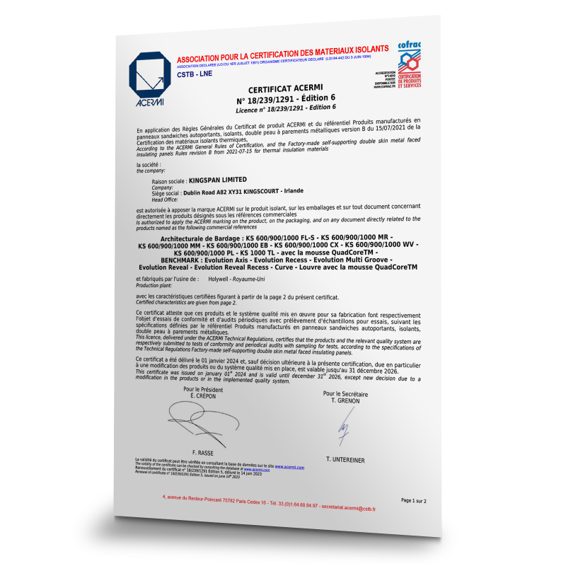 Certificat ACERMI - BENCHMARK Korporate 2