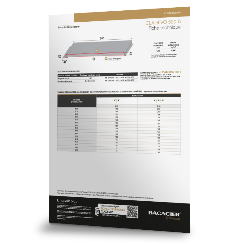 Fiche technique CLADEVO 500 B